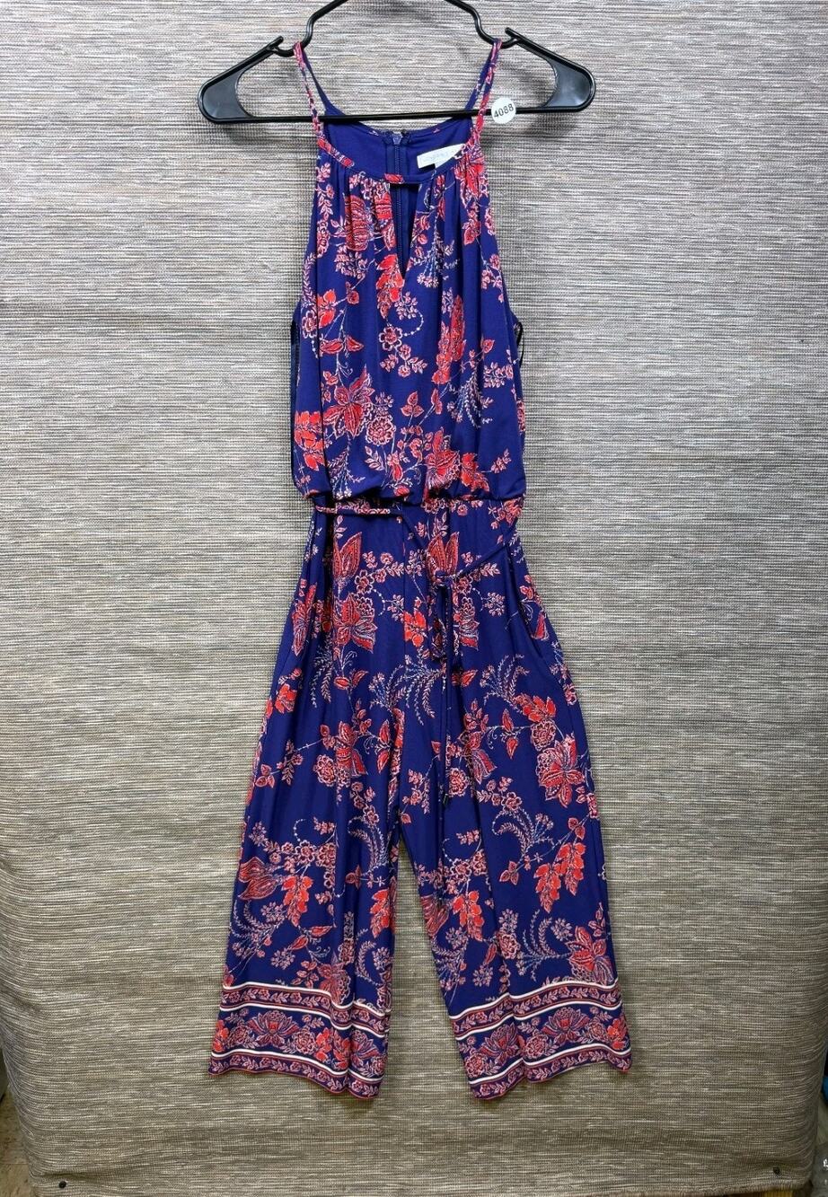 London Times Purple and Red Jumpsuit Womens Size 6 Sleeveless Floral Print